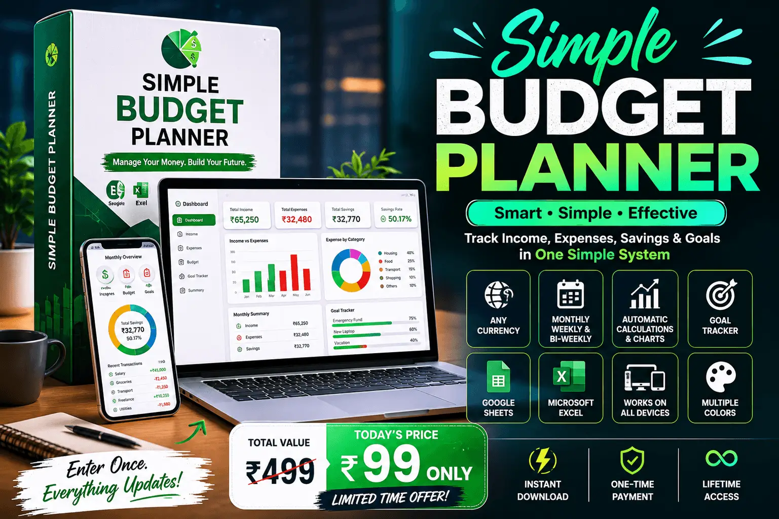 Smart Budget Planner for Google Sheets & Excel - Image 2